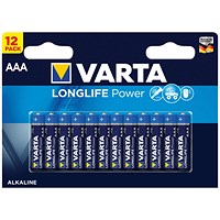 Varta Longlife Power AAA Alkaline Batteries, Pack of 12