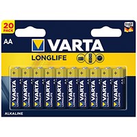 Varta Longlife AA Alkaline Batteries, Pack of 20