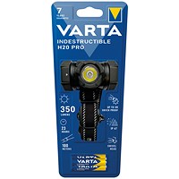 Varta Indestructible H20 Pro LED Monochrome Head Torch 3AAA Black 17732101421
