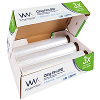 Wrapmaster Cling Film Roll Refill, 30cm x 300m, Pack of 3