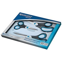 Westcott Easy Grip Scissor Set, Stainless Steel, 130/200/255mm, Pack of 3 Westcott Easy Grip Scissor Set, Stainless Steel, 130/200/255mm, Pack of 3