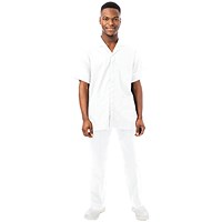 Work in Style Philz Male Healthcare Tunic, White with White Trim, Size 50 Inch