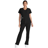 Skechers SK101 Breeze Female Scrub Top, Black, Size Medium