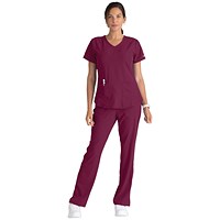 Skechers SK101 Breeze Female Scrub Top, Wine, Size Large