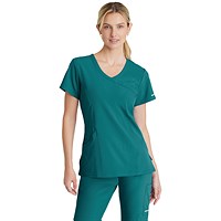 Skechers Female V Neck Scrub Top, Teal Blue, XS