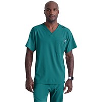 Skechers Unisex V Neck Scrub Top, Teal Blue, XS