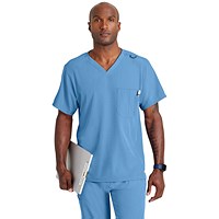 Skechers Unisex V Neck Scrub Top, Ceil Blue, Large