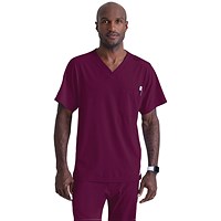 Skechers Unisex V Neck Scrub Top, Wine, Large