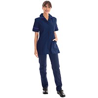 Work in Style Female Nursing Tunic, Navy with Purple Trim, 42 Inch