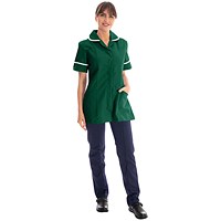 Work in Style Female Nursing Tunic, Bottle Green with White Trim, 40 Inch