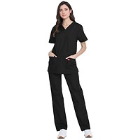 Dickies DKP520C Unisex Scrub Set Top and Trousers, Black, Size Small