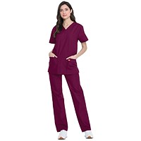 Dickies DKP520C Unisex Scrub Set Top and Trousers, Wine, Size Large