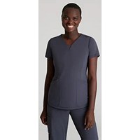 Skechers Slip-ins Serene Knit Scrub Top, Pewter Grey, 2XS