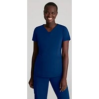 Skechers Slip-ins Serene Knit Scrub Top, Navy Blue, 2XS