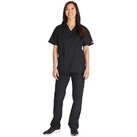 Dickies Signature V-neck Scrub Top, Black, Small