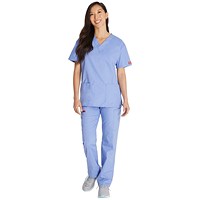 Dickies Signature V-neck Scrub Top, Ceil Blue, XL