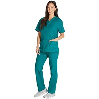 Dickies Signature V-neck Scrub Top, Hunter Green, 2XL