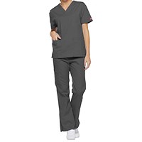 Dickies Signature V-neck Scrub Top, Pewter Grey, Large