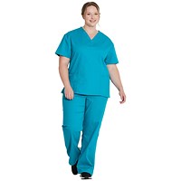 Dickies Signature V-neck Scrub Top, Teal, 3XL