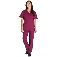 Dickies Signature V-neck Scrub Top, Wine Red, Large