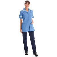 Work in Style Female Nursing Tunic, Hospital Blue with White Trim, 42 Inch