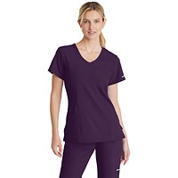 Skechers Female V Neck Scrub Top, Eggplant, XS