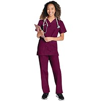 Cherokee WW530C Unisex Scrub Set Top and Trousers, Wine, Size Large