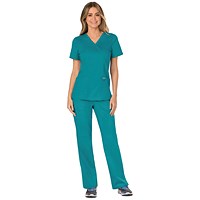 Cherokee WW610 Revolution Mock Wrap Top, Teal Blue, Large