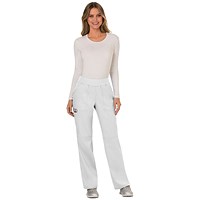 Cherokee Revolution WW110 Women's Mid-Rise Cargo Scrub Trousers, White, 3XL