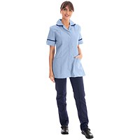 Work in Style Female Nursing Tunic, Sky with Navy Trim, 42 Inch