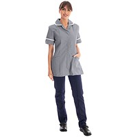 Work in Style Female Nursing Tunic, Storm Grey with White Trim, 42 Inch