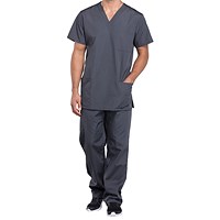 Cherokee Professional V-Neck Scrub Top, Pewter Grey, Small