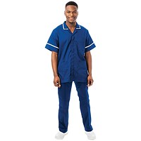Work in Style Philz Male Healthcare Tunic, Bugatti Blue with White Trim, Size 40 Inch