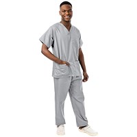 334LW Unisex Lightweight Scrub Top, Pale Grey, Size Medium