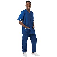 534LW V Neck Lightweight Scrub Top with Trim, Royal Blue, Size 2XL