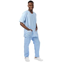 534LW V Neck Lightweight Scrub Top with Trim, Sky Blue, Size Small