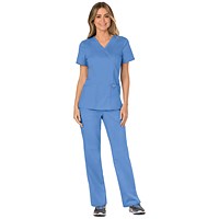 Cherokee WW610 Revolution Mock Wrap Top, Ceil Blue, Large