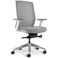 Bestuhl J1 White Frame Mesh Task Chair, Height Adjustable Arms, Grey