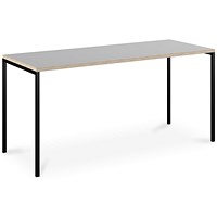 Albion Workstation 1200mm Wide, Stone Grey Ply Edge Top, Black Frame