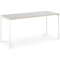 Albion Workstation 1400mm Wide, Light Grey Ply Edge Top, White Frame