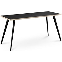 Air Workstation 1200mm Wide, Anthracite Ply Edge Top, Black Legs