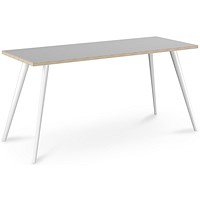 Air Workstation 1200mm Wide, Light Grey Ply Edge Top, White Legs