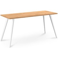 Air Workstation 1400mm Wide, Gold Craft Oak Top, White Legs