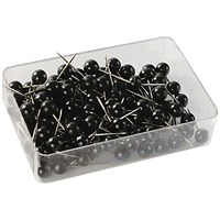 Map Pins Black 4.5mm Spherical Plastic Heads (Pack of 100)