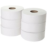 Jumbo Toilet Roll, 2-Ply, 300m, Pack of 6