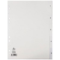 Everyday Plastic Index Dividers, 1-5, Clear Tabs, A4, White