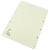 Everyday Plastic Index Dividers, 1-10, Clear Tabs, A4, White