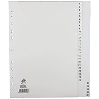 Everyday Plastic Index Dividers, 1-31, Clear Tabs, A4, White