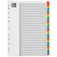 Everyday Reinforced Board Index Dividers, 1-31, Multicolour Tabs, A4, White