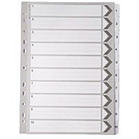 Everyday Reinforced Board Index Dividers, 1-10, Clear Tabs, A4, White